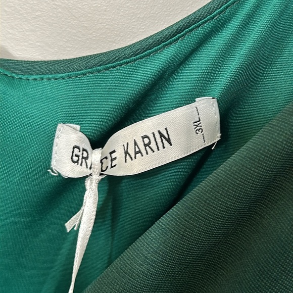 GRACE KARIN Green Sleeveless Wrap V-Neck A-line Cocktail Swing Dress - Picture 7 of 15